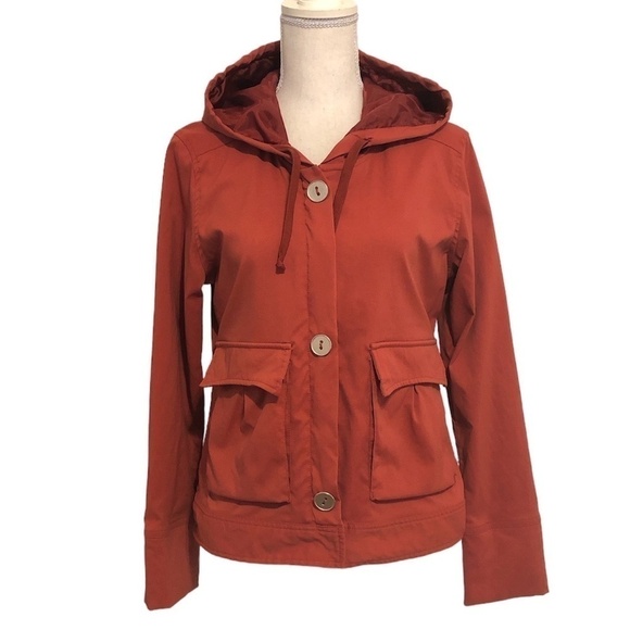 PRANA Jacket Women's Size Medium Red Utility With Hood Front Zipper Pockets - Picture 1 of 16